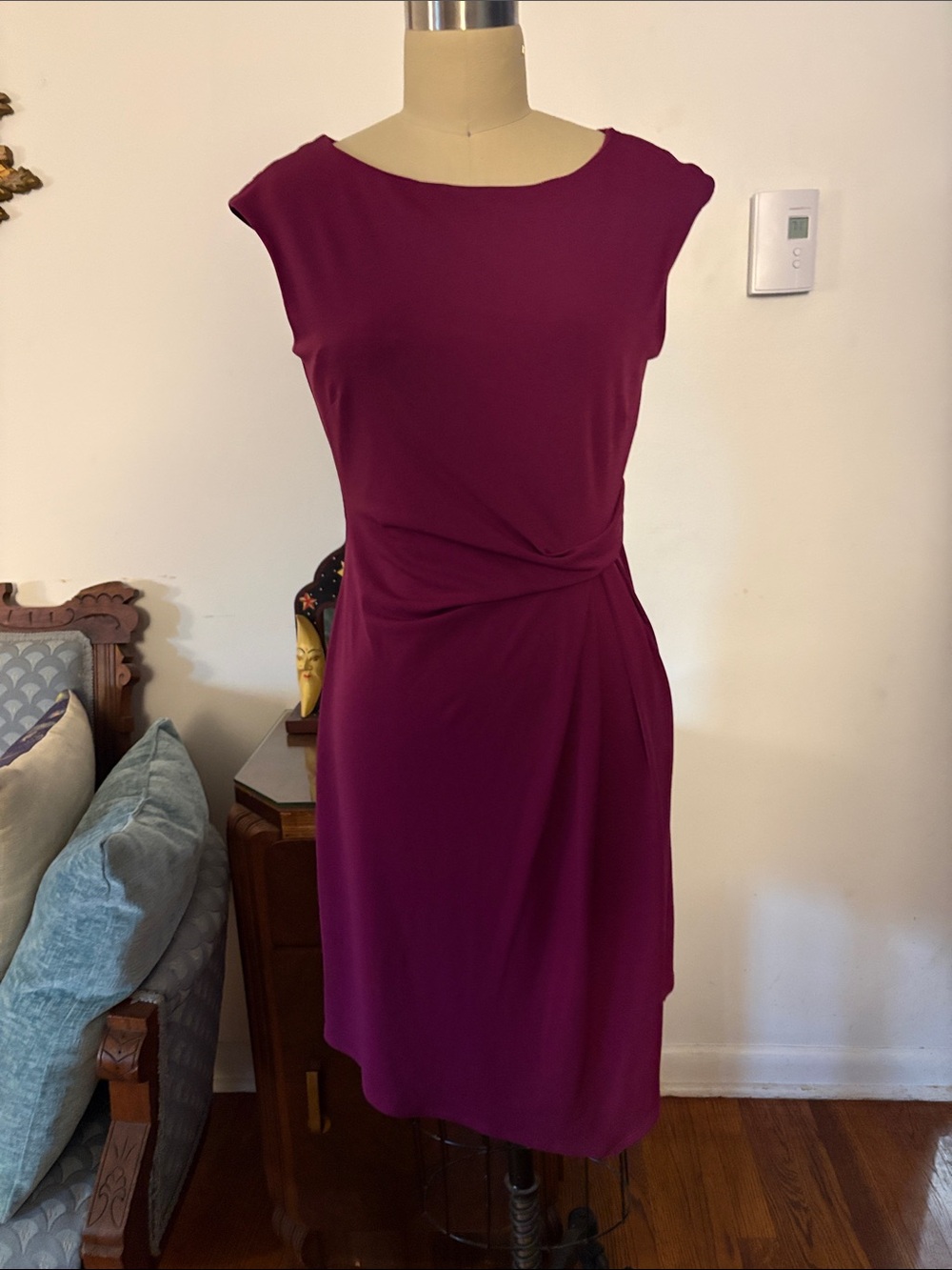 Ann Taylor Magenta Twist-Front Sheath Dress
